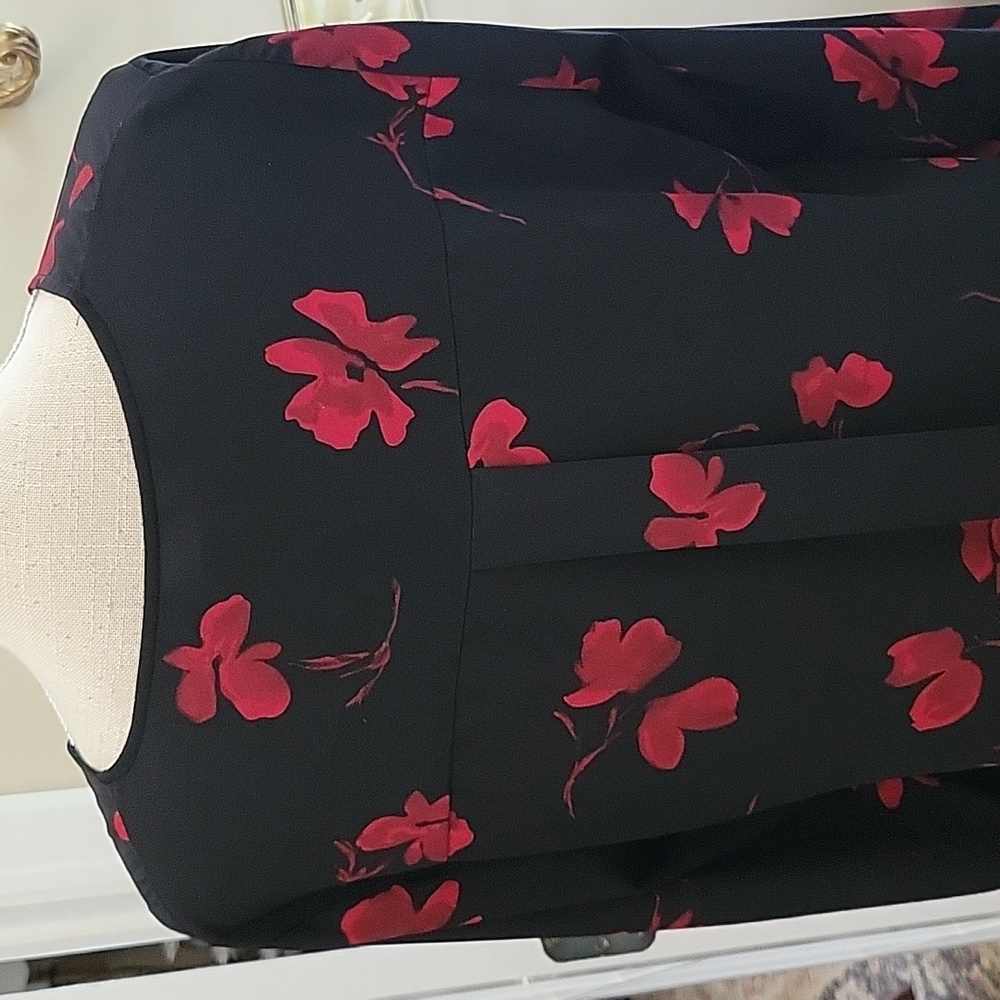 The Limited black red floral top long statement sleeve modified Vneck Med EUC… - Picture 6 of 9